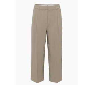 Babaton pleated cropped pants from Aritzia, felted taupe, crepette, size 2